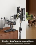 Proscenic P20 Akku Staubsauger mit Wischfunktion, 70KPa 70 Mins 680W Staubsauger Kabellos mit Selbststehend Wandladestation Anti-Tangle 6 Schichten Filter 1,5L, für Teppiche Haustierhaare,Aurum Black