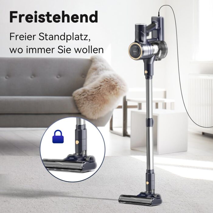 Staubsauger, 6-in-1 Stielstaubsauger & Handstaubsauger mit 6M Kabel, 23Kpa stark Saugkraft, 600W Motor, freistehender Staubsauger Beutellos Vacuum Cleaner für Harte Böden Teppich, klein leicht leiser