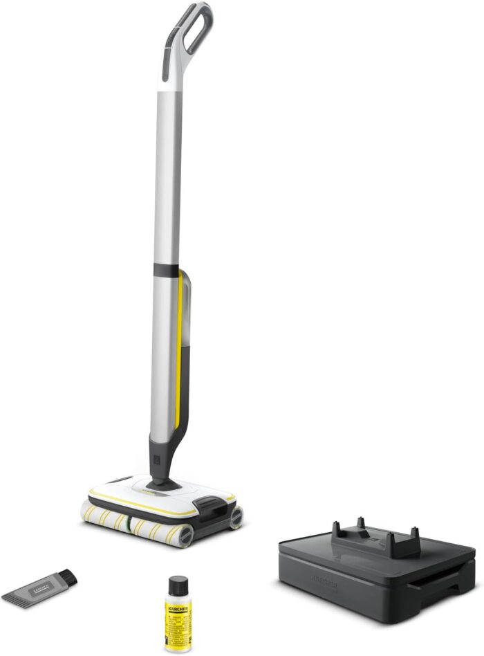 Kärcher Floor Cleaner FC 7 Cordless, Floor Cleaner with 4 Microfibre Rollers, Battery Runtime: approx. 45 min, Area Performance per Battery Charge: approx. 175 m², White
