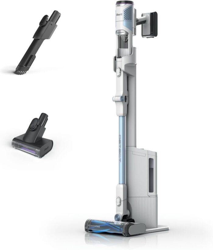 Shark Detect Clean & Empty Cordless Vacuum Cleaner with Auto-Empty System, Lightweight & Flexible Anti Hair Wrap Vacuum with Pet & Duster-Crevice Tools, 60 Mins Run-Time, Dock, Cloudy Blue IW4621UKT
