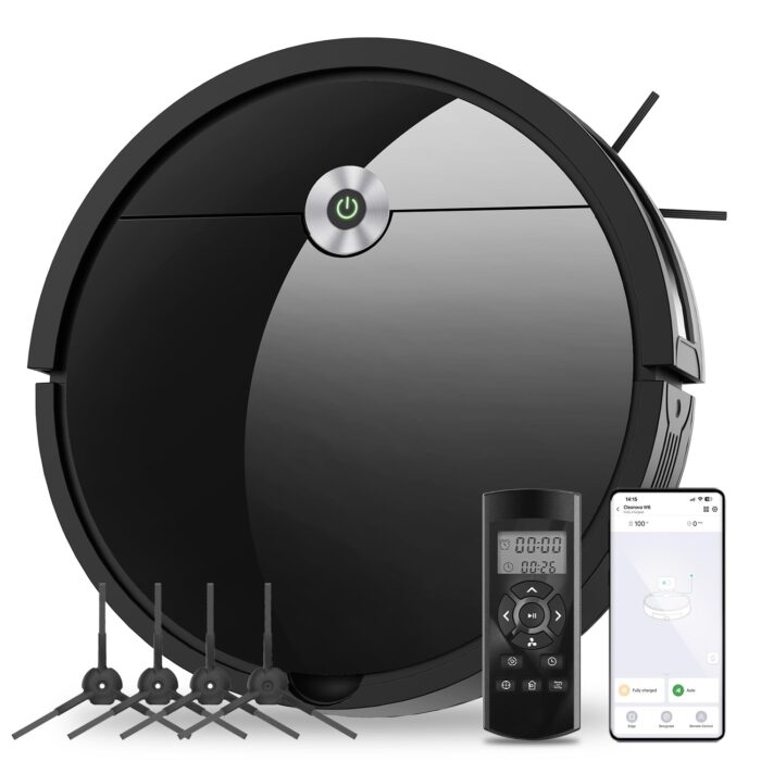 Vexilar Self-Emptying Robot Vacuum Cleaner with Mop, Laser Navigation, Up to 60 Days of Hands-Free Cleaning, 180 Mins Runtime, Strong 8000Pa Suction Robot Vacuum to Clean Floors, Carpets, and Pet Hair