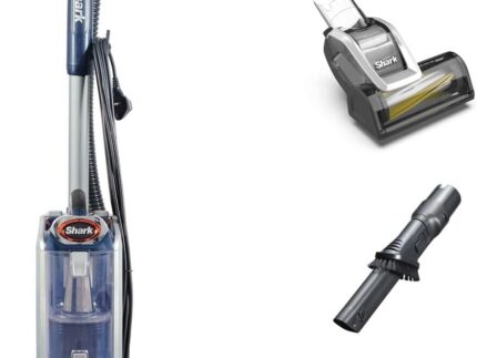 Shark Corded Upright Vacuum Cleaner,0.83L with Anti Hair Wrap Technology & DuoClean, Pet Model, Powered Lift-Away, LED Headlights, Anti-Allergen, 8m Cord, 750W, 3 Attachments, Navy/Orange, NZ801UKT