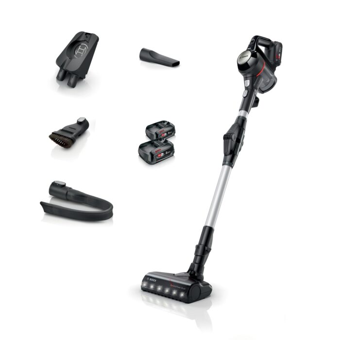Bosch Unlimited 7 BCS712GB ProHome MultiUse Lightweight Cordless Vacuum Cleaner with Flex Tube, Quick Charger & Accessories, 2 Batteries 80 minutes runtime - White