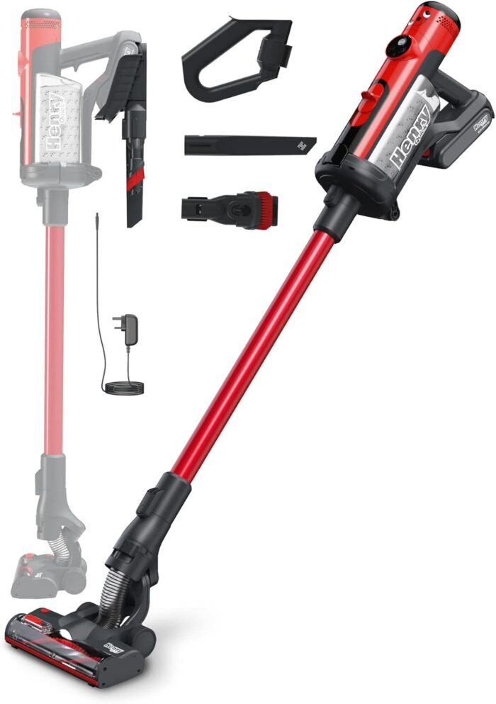 Henry Quick Hen.100, Cordless Stick Vacuum, Red, 300 W, 1 Liter