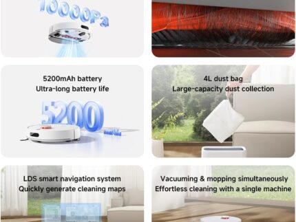 XIAOMI H40 Self-Emptying Robot Vacuum with Mop, Up to 90 Days Freedom from Maintenance, Powerful 10000Pa Suction, LDS Navigation,Anti-Tangle System, App and Voice Control