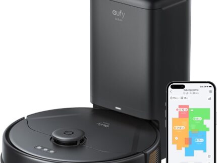 eufy X8 Pro Robot Vacuum Cleaner with Mop and Self-Empty Station, Twin-Turbine™ 2× 4000Pa Suction, Active Detangling™ Roller Brush, and iPath™ Laser Navigation for Pet Hair