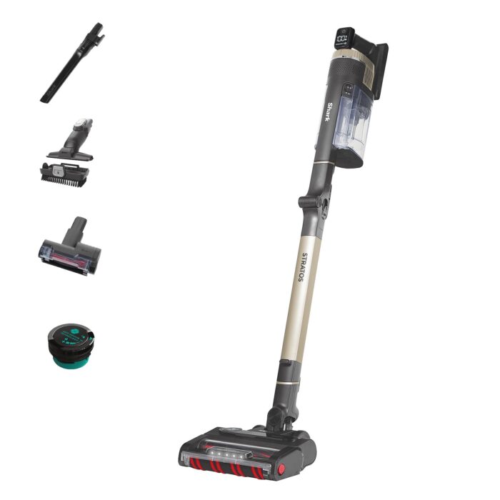 Shark Stratos Cordless Stick Vacuum Cleaner Pet Pro with Anti Hair Wrap Plus, 120 Mins Run-Time (2 Batteries), Clean Sense IQ & Anti-Odour, Pet, Crevice & Multi-Surface Tools, Charcoal/Silver IZ420UKT