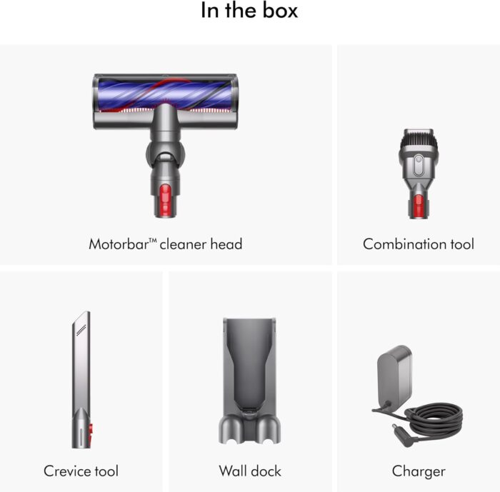 Dyson V11 Advanced cordless stick vacuum cleaner, 200 AW, 60min, Hair de-tangling (Nickel/Purple)