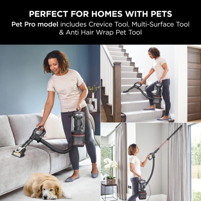 Shark Corded Upright Vacuum Cleaner 1.1L with Anti Hair Wrap Technology, Pet Model, LED Headlights, Lift-Away, Anti-Allergen, 8m Cord, 750W, 3 Attachments inc Pet Tool, Rose Gold, NZ690UKT