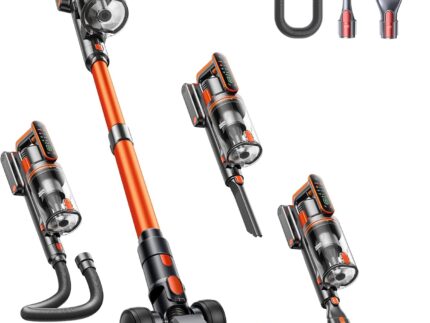 Cordless Vacuum Cleaner 50KPA/600W/65 Mins Cordless Stick Vacuum with Touch Screen, Anti-tangle&AUTO Mode,Wall Charging Powerful Handheld Vacuums for Home Carpet/Car/Pet Hair - Ideal for UK Homes
