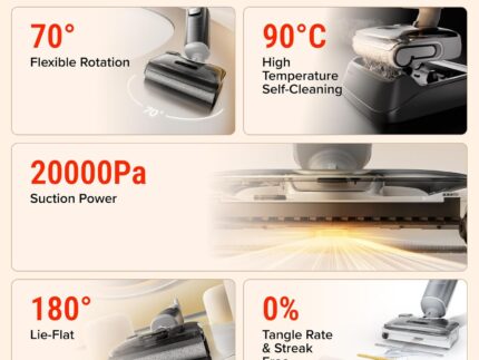 roborock F25 GT Cordless Wet Dry Vacuum Cleaner, 20000Pa All-in-One Floor Washer for Hard Floors, Edge-to-Edge Cleaning with 180° Lie-Flat, Auto Self-Cleaning, Lightweight Design