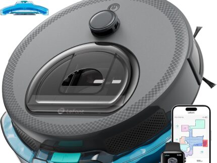 Lefant M330 Pro Robot Vacuum with Mop, 5000Pa, dToF Laser Navigation, 190° Obstacle Detection, Wi-Fi/Alexa Control, 150 Min Runtime, for Pet Hair, Light Grey