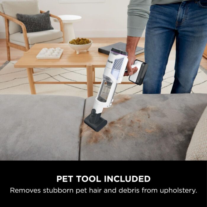 Shark Detect Clean & Empty Cordless Vacuum Cleaner with Auto-Empty System, Lightweight & Flexible Anti Hair Wrap Vacuum with Pet & Duster-Crevice Tools, 60 Mins Run-Time, Dock, Cloudy Blue IW4621UKT