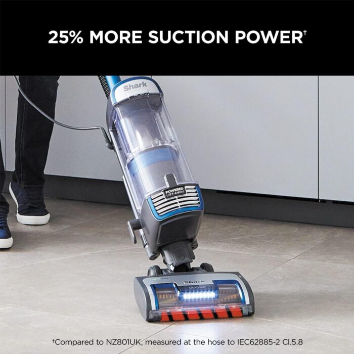 Shark Corded Upright Vacuum Cleaner with Anti Hair Wrap Technology, DuoClean Floorhead, Powered Lift-Away, Anti-Allergen Complete Seal and 2 Attachments including Pet Tool, 8m Cord, Blue, NZ850UKT