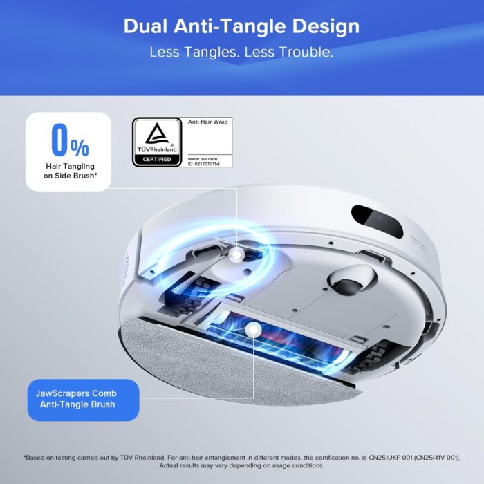 roborock Q7 L5+ Robot Vacuum Cleaner with Mop, 8000Pa Strong Suction, Up to 7 Weeks of Hands Free Cleaning, Dual Anti-Tangle System for Pet Hair&Carpet, PreciSense LiDAR Navigation, APP Control, White