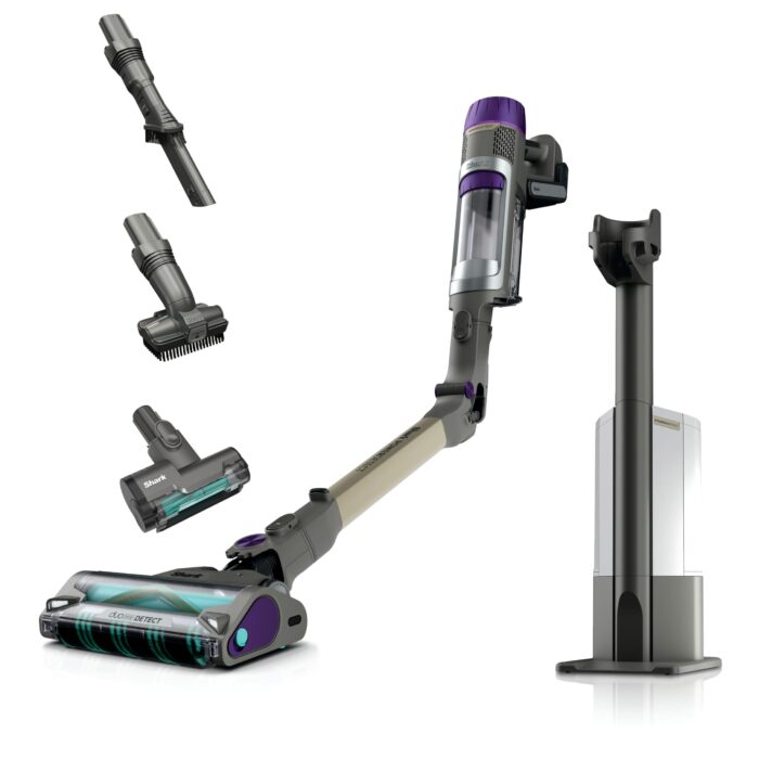 Shark Detect Clean & Empty Cordless Vacuum Cleaner with Auto-Empty System, Lightweight & Flexible Anti Hair Wrap Vacuum with Pet & Duster-Crevice Tools, 60 Mins Run-Time, Dock, Cloudy Blue IW4621UKT