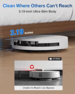 ECOVACS DEEBOT T50 PRO OMNI Robot Vacuum,Extend Side Brush and Mop, 15,000Pa, AIVI 3D 3.0, Auto Cleaning Solution Adding, 75℃ Hot Water Mop Washing, Hot Air-Drying, Ultra-thin 81mm, White