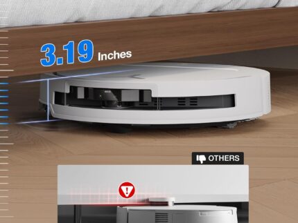 ECOVACS DEEBOT T50 PRO OMNI Robot Vacuum,Extend Side Brush and Mop, 15,000Pa, AIVI 3D 3.0, Auto Cleaning Solution Adding, 75℃ Hot Water Mop Washing, Hot Air-Drying, Ultra-thin 81mm, White