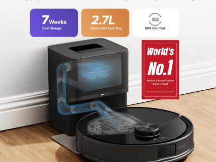 roborock Q10 S5+ Robot Vacuum, Self-Emptying, 10000Pa Suction, Up to 7 Weeks of Hands Free Cleaning, Dual Anti-Tangle Design, VibraRise 2.0&Auto Lifting Mopping System, Obstacle Avoidance (Black)