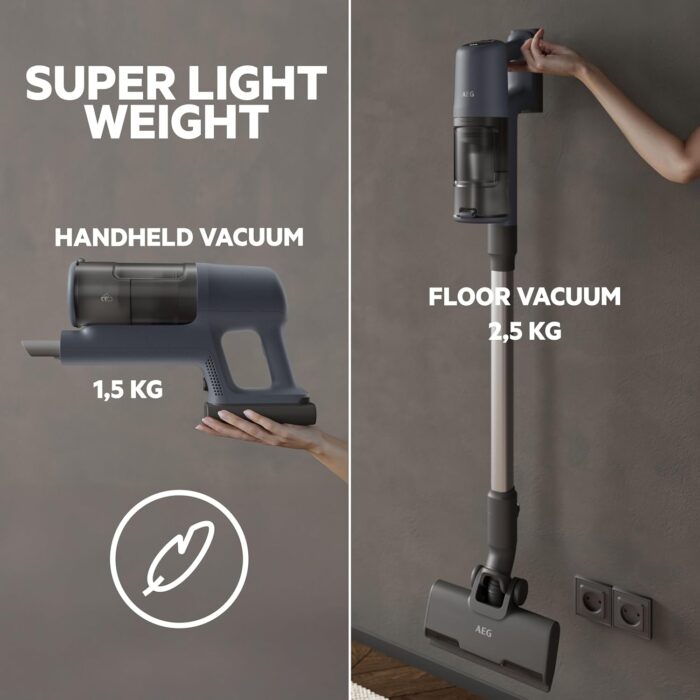 AEG 6000 Cordless Vacuum Cleaner AP61CB21DB, 103 000 RPM, Powerful Suction, Up to 99% Dust Pickup, 40 Min Runtime, Multi-Surface Nozzle, Detachable Handheld Unit