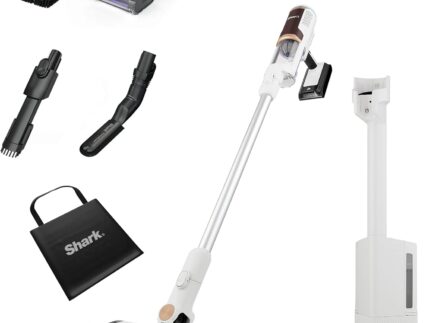 Shark Clean & Empty Cordless Vacuum Cleaner with Auto-Empty System, Lightweight Anti Hair Wrap Vacuum with Pet & Crevice Tools, 40 Mins, Charging Dock, LED Headlights, White,Mohogany, BU3521UKTSB