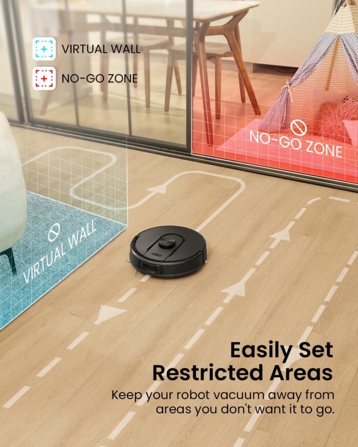 Vexilar Self-Emptying Robot Vacuum Cleaner with Mop, Laser Navigation, Up to 60 Days of Hands-Free Cleaning, 180 Mins Runtime, Strong 8000Pa Suction Robot Vacuum to Clean Floors, Carpets, and Pet Hair