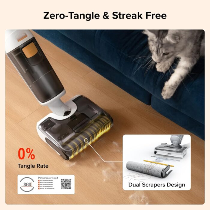 roborock F25 GT Cordless Wet Dry Vacuum Cleaner, 20000Pa All-in-One Floor Washer for Hard Floors, Edge-to-Edge Cleaning with 180° Lie-Flat, Auto Self-Cleaning, Lightweight Design
