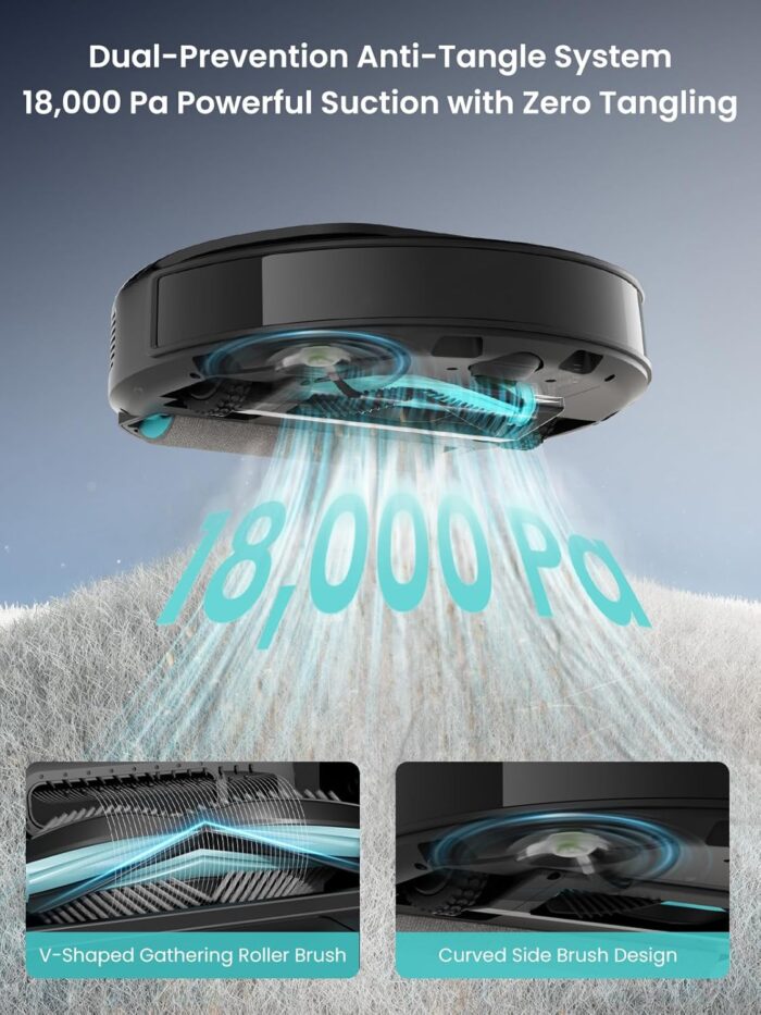 Lefant M5 Pro Robot Vacuum and Mop Cleaner, Auto All-In-One Station,18000Pa Suction, 75°C Self-Cleaning Roller Mop, dToF Laser Mapping & PSD 2.0 Obstacle Avoidance, Alexa/App, for Hard Floors Pet Hair