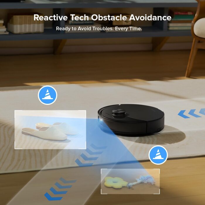 roborock Q10 S5+ Robot Vacuum, Self-Emptying, 10000Pa Suction, Up to 7 Weeks of Hands Free Cleaning, Dual Anti-Tangle Design, VibraRise 2.0&Auto Lifting Mopping System, Obstacle Avoidance (Black)