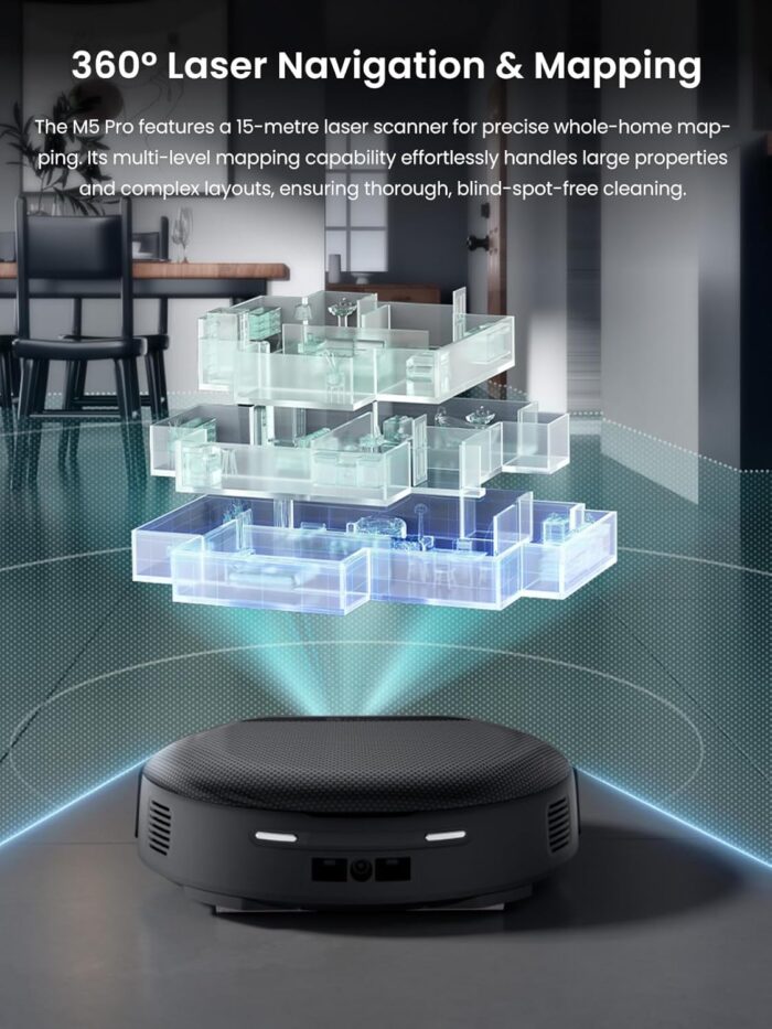Lefant M5 Pro Robot Vacuum and Mop Cleaner, Auto All-In-One Station,18000Pa Suction, 75°C Self-Cleaning Roller Mop, dToF Laser Mapping & PSD 2.0 Obstacle Avoidance, Alexa/App, for Hard Floors Pet Hair