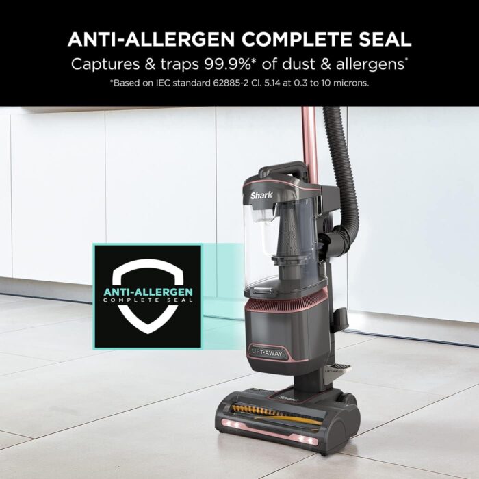 Shark Corded Upright Vacuum Cleaner 1.1L with Anti Hair Wrap Technology, Pet Model, LED Headlights, Lift-Away, Anti-Allergen, 8m Cord, 750W, 3 Attachments inc Pet Tool, Rose Gold, NZ690UKT