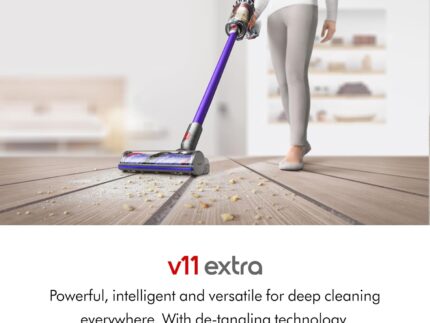 Dyson V11 Extra Cordless Stick Vacuum Cleaner, 158 AW, 60min, Hair de-tangling (Nickel/Red)
