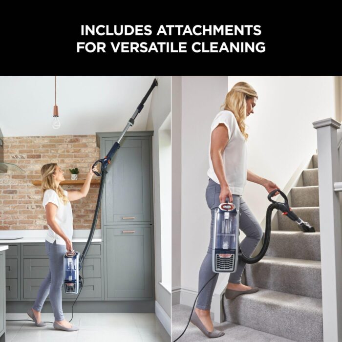 Shark Corded Upright Vacuum Cleaner,0.83L with Anti Hair Wrap Technology & DuoClean, Pet Model, Powered Lift-Away, LED Headlights, Anti-Allergen, 8m Cord, 750W, 3 Attachments, Navy/Orange, NZ801UKT