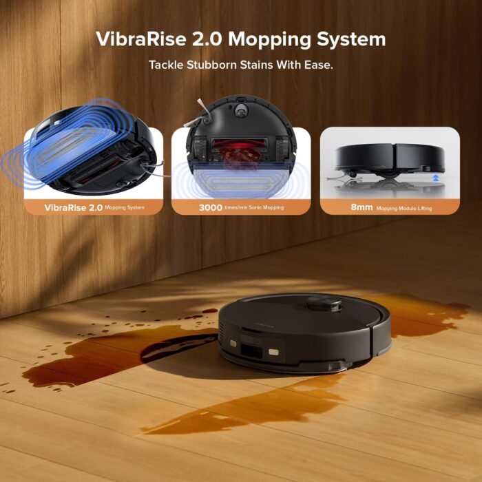 roborock Q10 S5+ Robot Vacuum, Self-Emptying, 10000Pa Suction, Up to 7 Weeks of Hands Free Cleaning, Dual Anti-Tangle Design, VibraRise 2.0&Auto Lifting Mopping System, Obstacle Avoidance (Black)