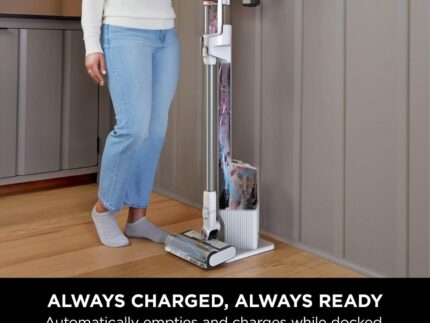 Shark Clean & Empty Cordless Vacuum Cleaner with Auto-Empty System, Lightweight Anti Hair Wrap Vacuum with Pet & Crevice Tools, 40 Mins, Charging Dock, LED Headlights, White,Mohogany, BU3521UKTSB