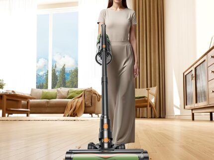 SunSare Cordless Vacuum Cleaner, 50KPa 600W 65Mins Stick Vacuum with Green Headlights, Aromatherapy, Anti-Tangle Rollor, 1.8L Upright Vacuum Cleaner for Pet Hair Carpets Hardwood Floors