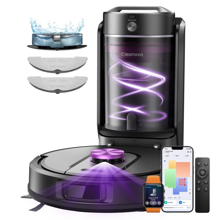Vexilar Robot Vacuum and Mop with Multi-Cyclone Bagless Self Emptying Docking Station, 10000Pa Suction, LiDAR Navigation, 5 Maps, 180Min Runtime, Robotic Vacuum for Pet Hair, Carpet and Hard Floor