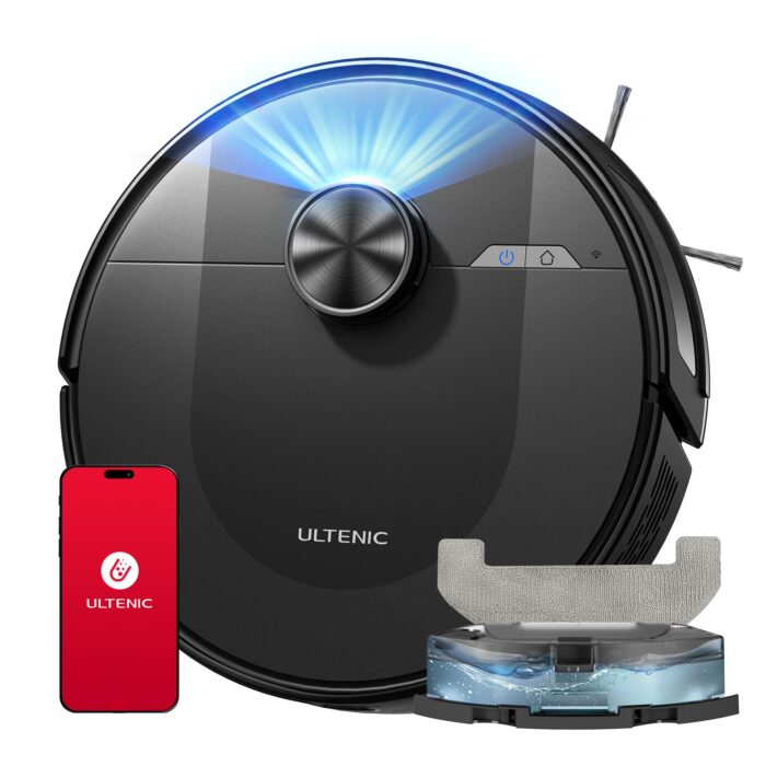 Ultenic T20 Pro Self Emptying Robot Vacuum Cleaner with Mop 8000Pa, 180 Mins Runtime, LiDAR Navigation, Up to 10 Weeks of Hands Free Cleaning Robot Vacuum for Pet Hair, Carpet, All Floors
