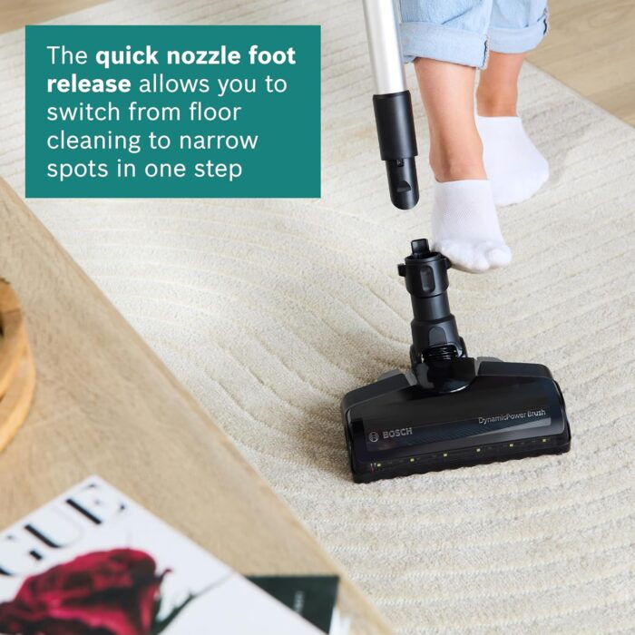 Bosch Unlimited 7 BCS712GB ProHome MultiUse Lightweight Cordless Vacuum Cleaner with Flex Tube, Quick Charger & Accessories, 2 Batteries 80 minutes runtime - White
