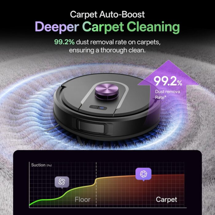 Vexilar Robot Vacuum and Mop with Multi-Cyclone Bagless Self Emptying Docking Station, 10000Pa Suction, LiDAR Navigation, 5 Maps, 180Min Runtime, Robotic Vacuum for Pet Hair, Carpet and Hard Floor