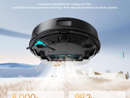 Ultenic T20 Pro Self Emptying Robot Vacuum Cleaner with Mop 8000Pa, 180 Mins Runtime, LiDAR Navigation, Up to 10 Weeks of Hands Free Cleaning Robot Vacuum for Pet Hair, Carpet, All Floors