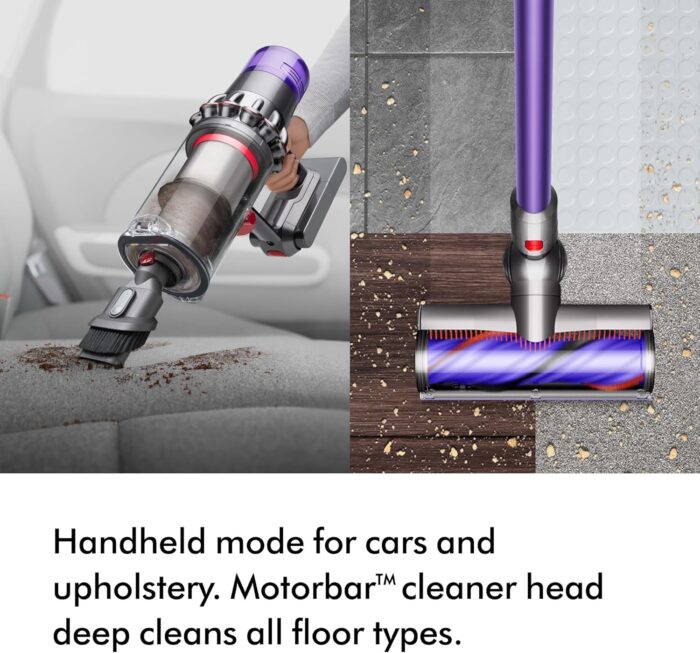 Dyson V11 Advanced cordless stick vacuum cleaner, 200 AW, 60min, Hair de-tangling (Nickel/Purple)