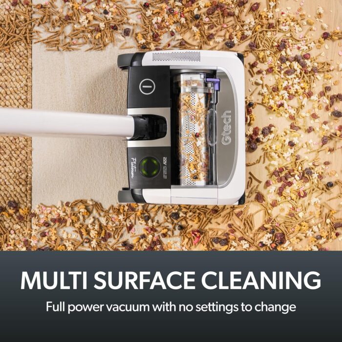 Gtech AirRAM Platinum AR46 Cordless Vacuum Cleaner - Includes Anti-Hair Wrap Brush Bar - Perfect for Carpet and Hardwood Floors - Rechargeable 22v Li-ion Battery - Lightweight (3.3 kgs.)