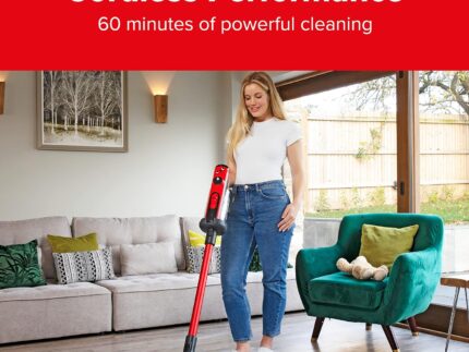 Henry Quick Cordless Stick Vacuum Cleaner, HEN.100, Up to 60 Mins Runtime, Dust-free Emptying, Powerful Cleaning, Interchangeable Battery, Lightweight, Red