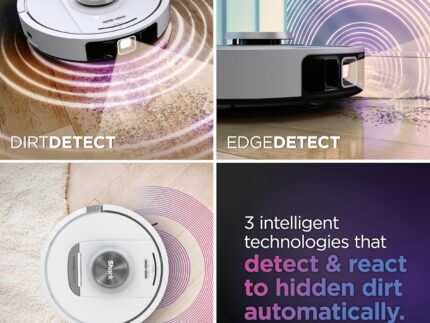 Shark PowerDetect Robot Vacuum with 60-Day Self-emptying Base - For Carpets, Hard Floors and Pet Hair - 3D LiDAR Navigation - Wi-Fi / App - Odour Cartridge and 2 Brushes Incl. - White